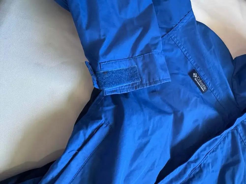 Vintage Columbia Youth Blue Hooded Rain Shell Jacket Gorpcore Size Large